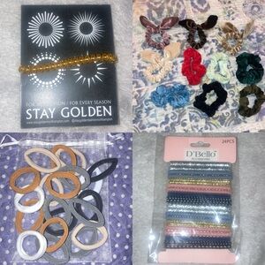 10 Velvet Scrunchies & 45 Hair Ties, coil hair tie,  NWOT